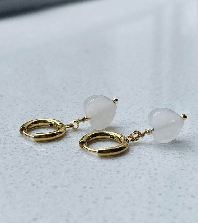Heart quartz oorbellen ♥