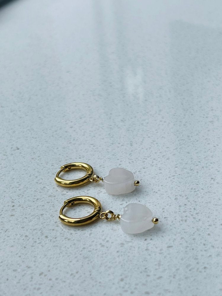 Heart quartz oorbellen ♥