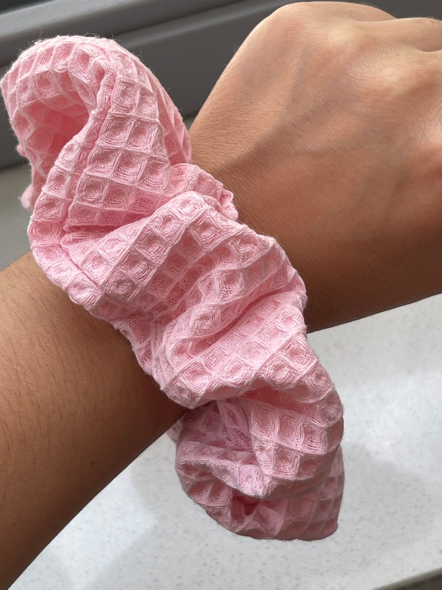 Scrunchie Waffle Pink ❥